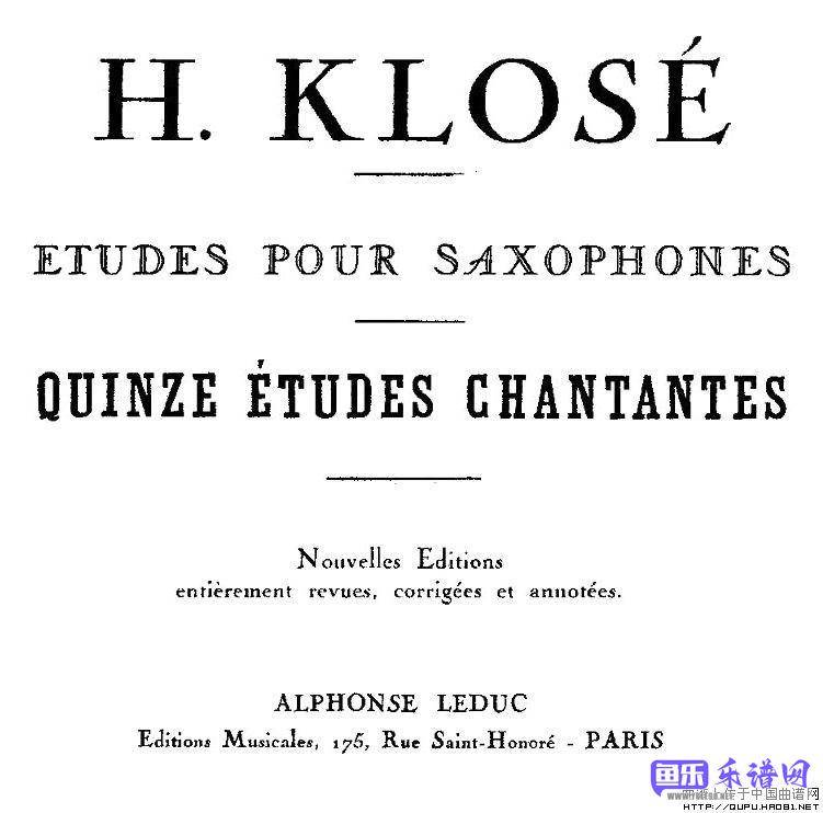 Klose Etudes Chantantes Pour Saxophone（KLOSE的15首练习曲集）(1)
